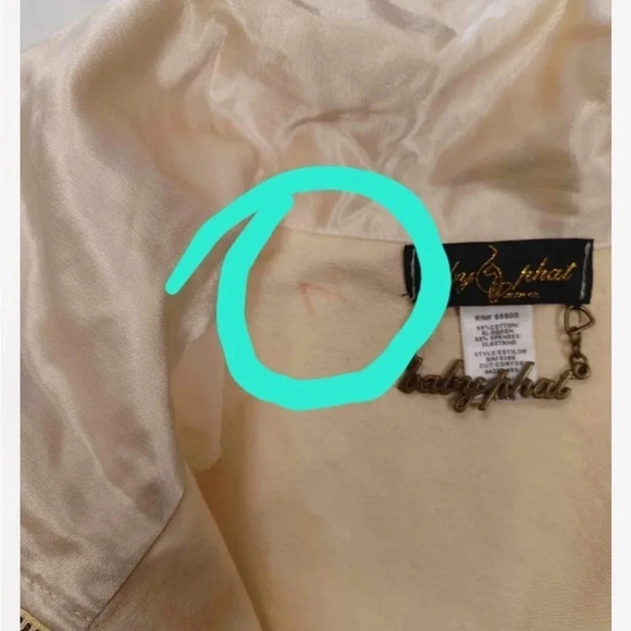 Baby Phat Peach Silky Ruffled High Collared Sweater Size Small - Picture 11 of 11